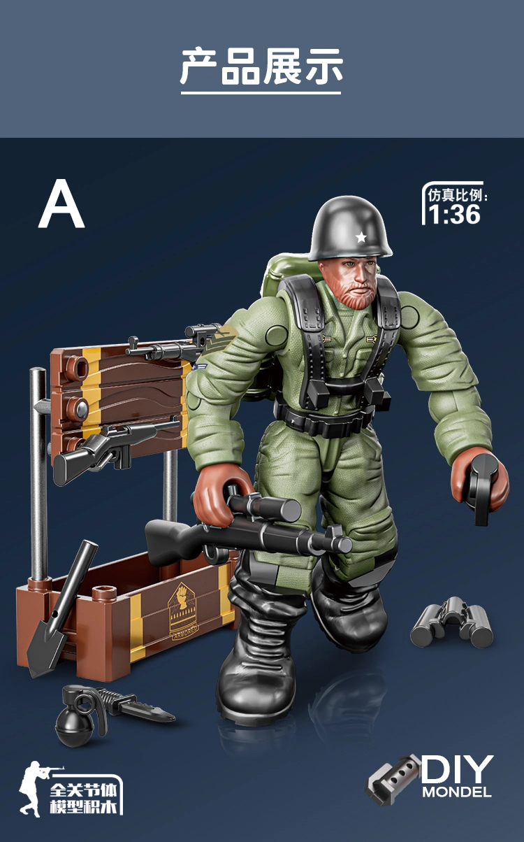 Wwii Soldier Model 1: 36 Assembly Building Block Toys 8 PCS Soldier Joints Action Mini Soldier with Multiple Military-Weapons DIY Toy