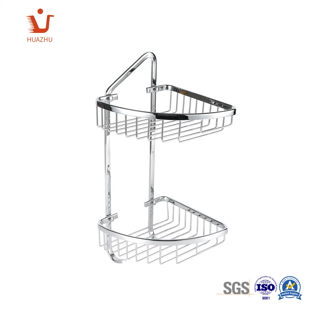 Bathroom Fittings Wall Mounted Brass Hardware Accessory Stainless Steel Triangle Mesh Basket Shower Basket Toilet Corner Rack