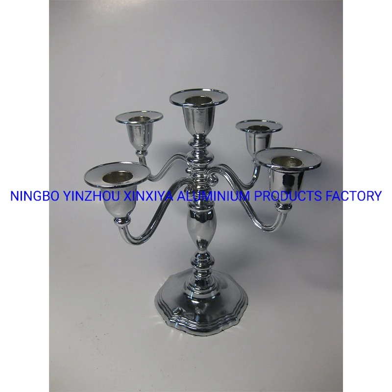 Metal Aluminum Zinc 5 Arms Royal Candle Holder Candelabra Gold Color