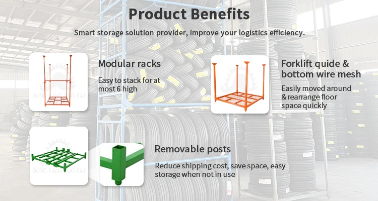 Customized Adjustable Detachable Durable Orange ODM/OEM Commercial Galvanized Post Storage Pallet Truck Tyre Tire Fabric Roll Stack Stacking Rack