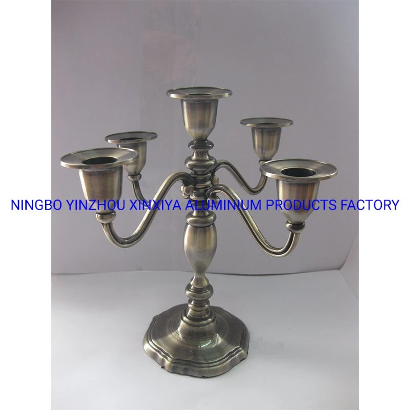 Metal Aluminum Zinc 5 Arms Royal Candle Holder Candelabra Gold Color