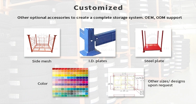 Customized Adjustable Detachable Durable Orange ODM/OEM Commercial Galvanized Post Storage Pallet Truck Tyre Tire Fabric Roll Stack Stacking Rack