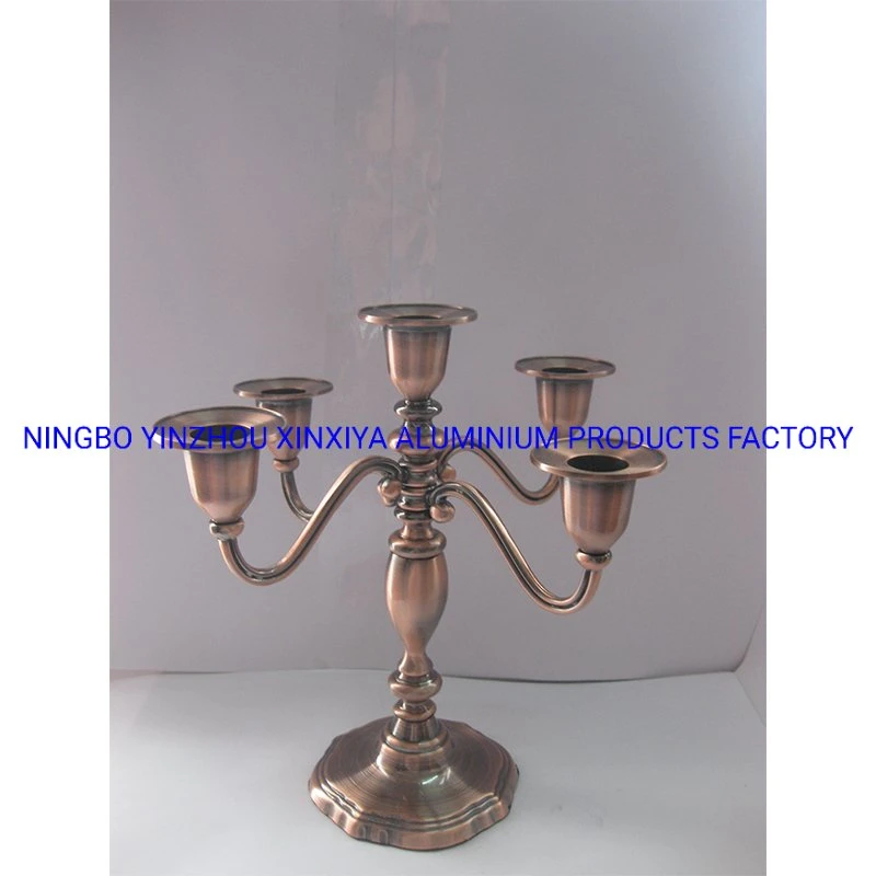 Metal Aluminum Zinc 5 Arms Royal Candle Holder Candelabra Gold Color