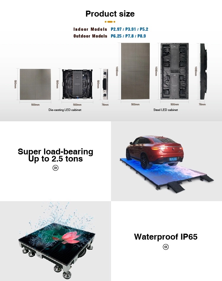 Waterproof P5.2 Floor LED Display Interactive Floor LED Wall Display for Stage Music Concert