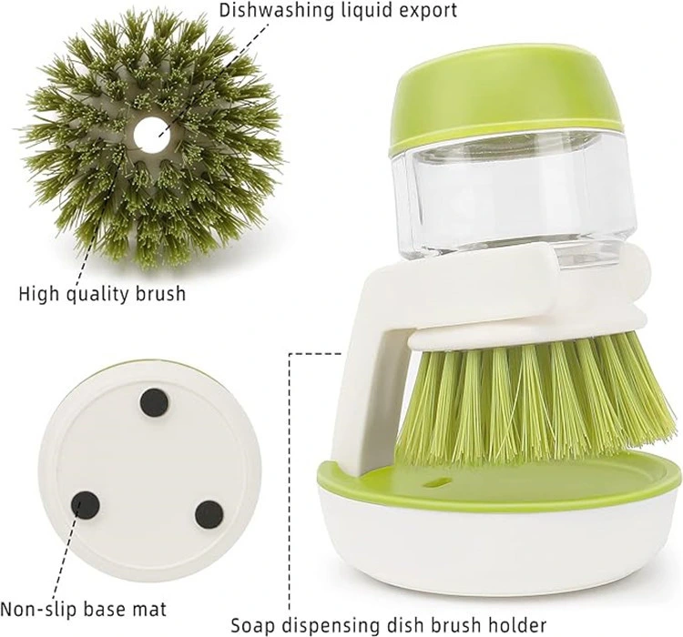 Multifunctional Kitchen Cleaning Tool Rack Manual Soap Dispenser Pot Dish Brush