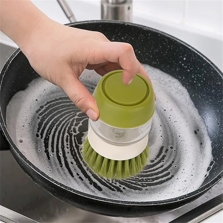 Multifunctional Kitchen Cleaning Tool Rack Manual Soap Dispenser Pot Dish Brush