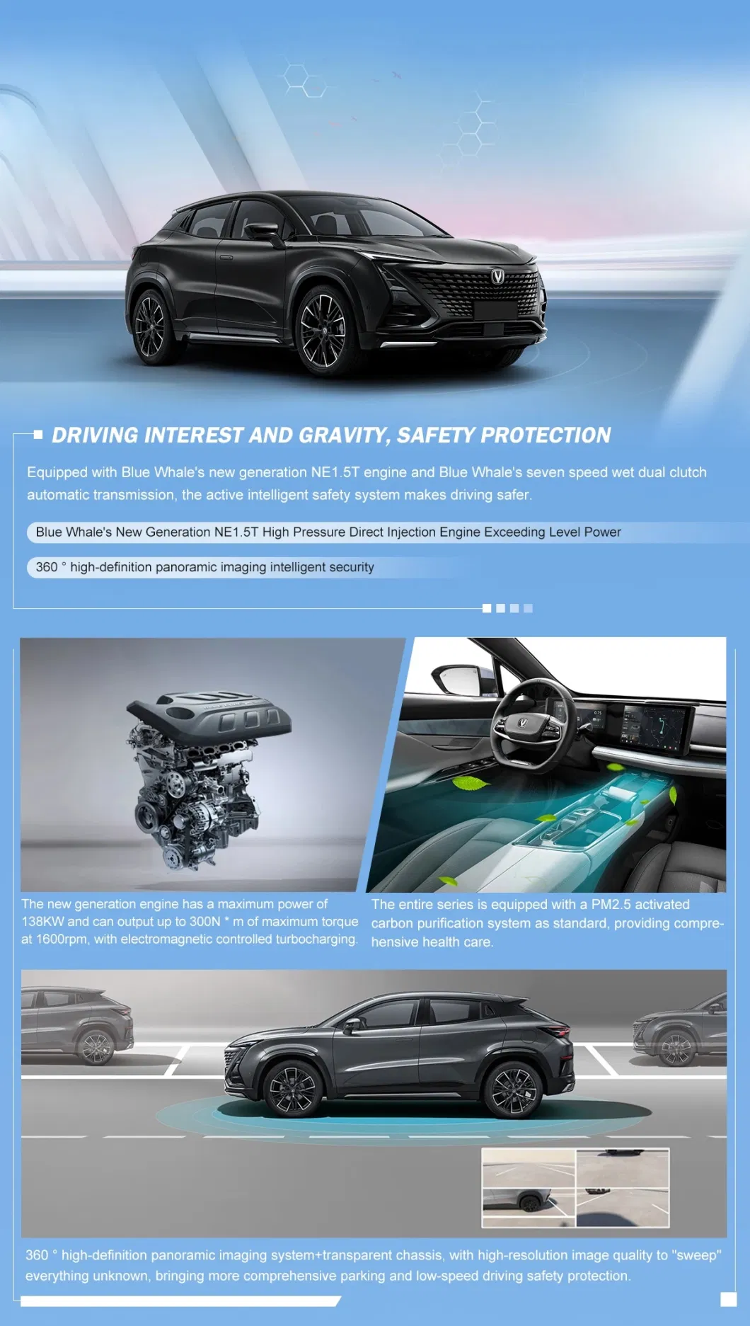 New Cheap Chang′an Uni-T 2023 Second-Generation 1.5t Premium Comfortable Electric Car