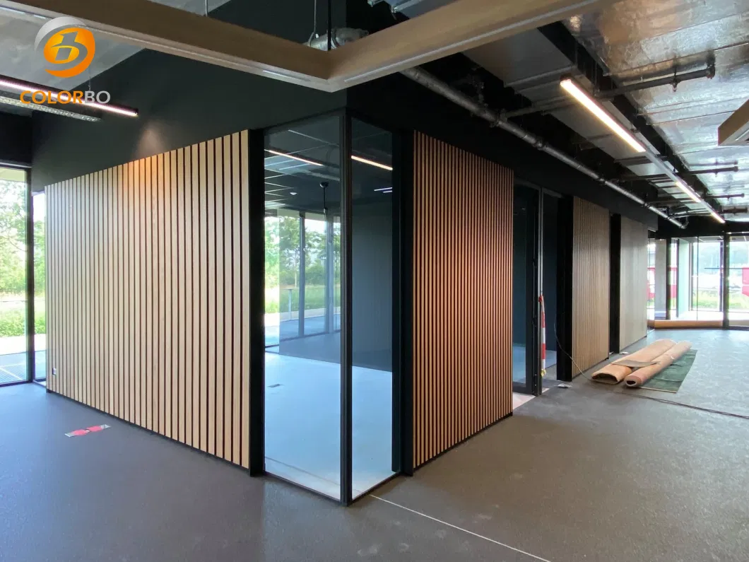 Decorative Slat Wooden Wall Panels With Acoustic PET Sound Proofing Panel