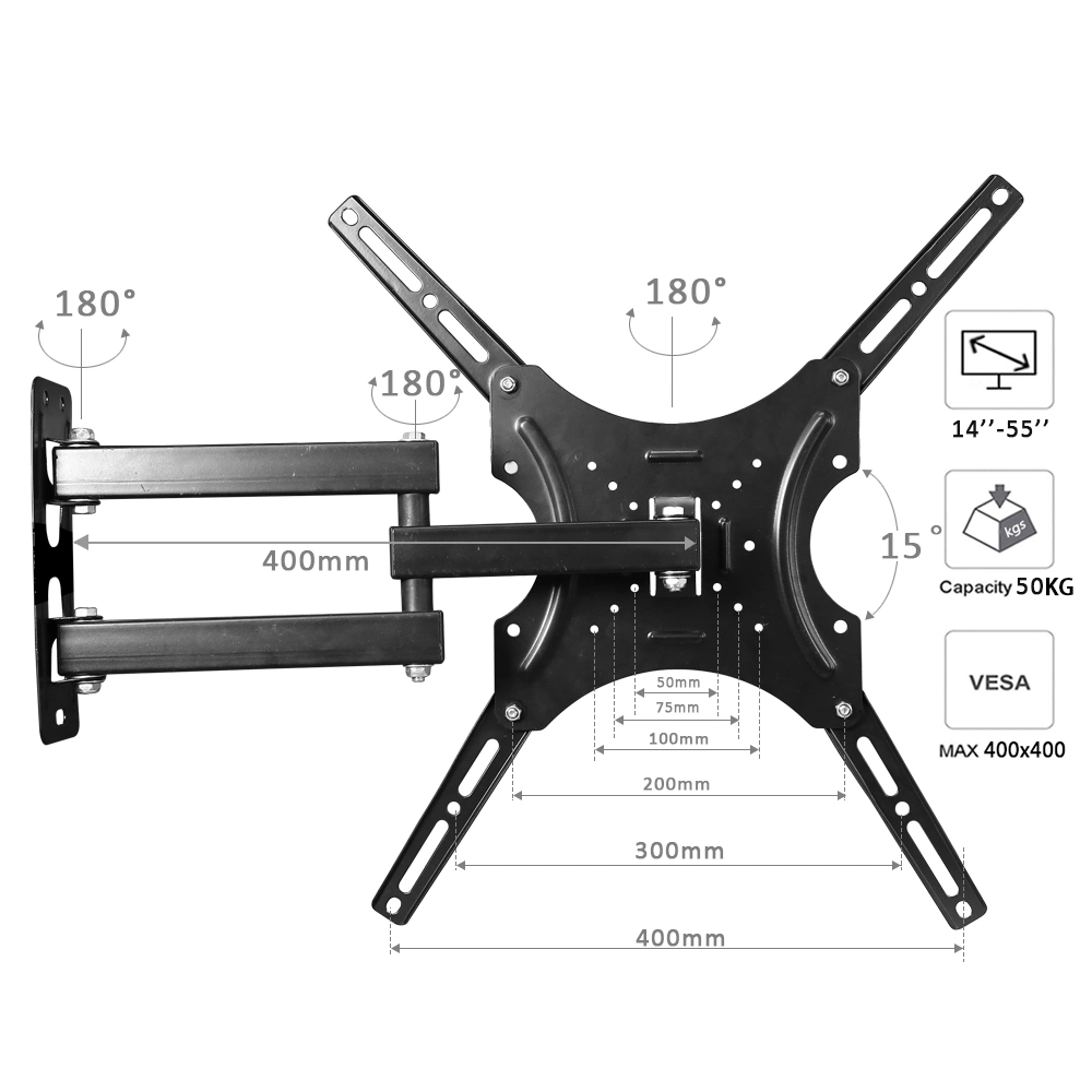 Premium 14&quot;-55&quot; 180 Degrees Swivel TV Mount Tilt TV Bracket