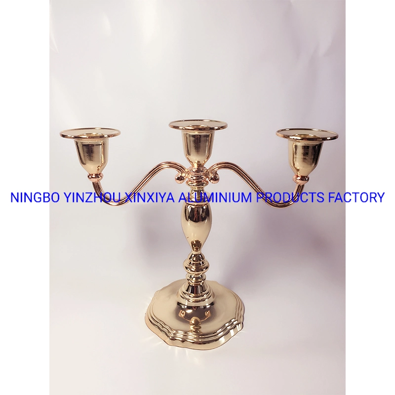 Metal Aluminum Zinc 5 Arms Royal Candle Holder Candelabra Gold Color