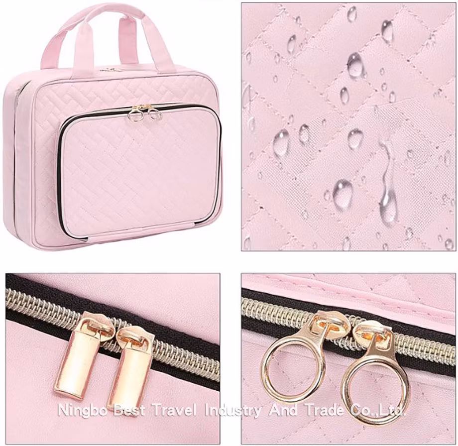 Foldable Suspension Type Cosmetic Bag PU Storage Bag Travel Toiletry Bag