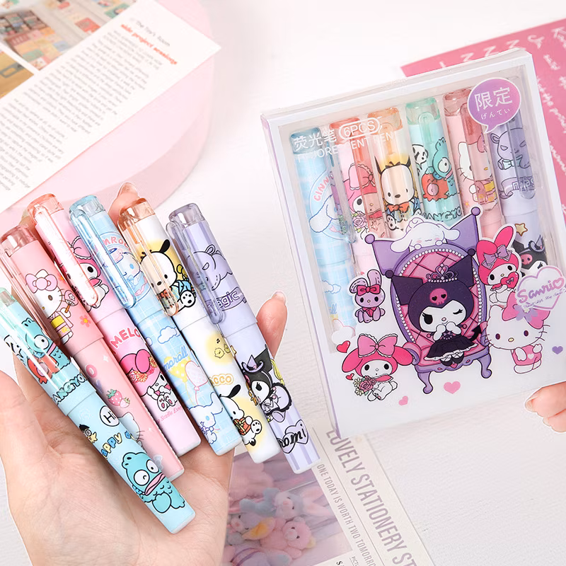 Cartoon Little Girl Highlighter Multi-Color Ledger Colored Pen