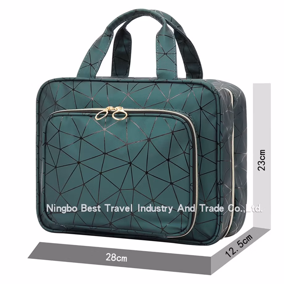 Foldable Suspension Type Cosmetic Bag PU Storage Bag Travel Toiletry Bag