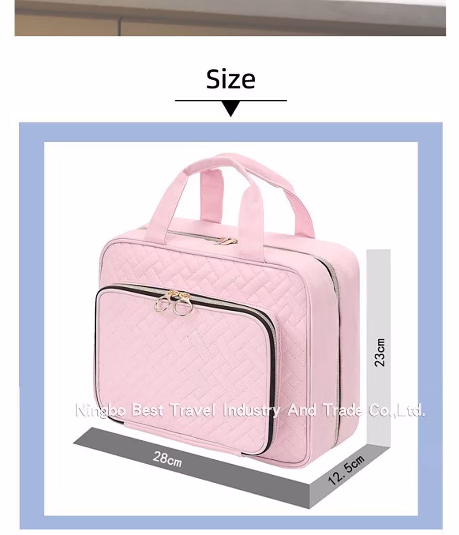 Foldable Suspension Type Cosmetic Bag PU Storage Bag Travel Toiletry Bag
