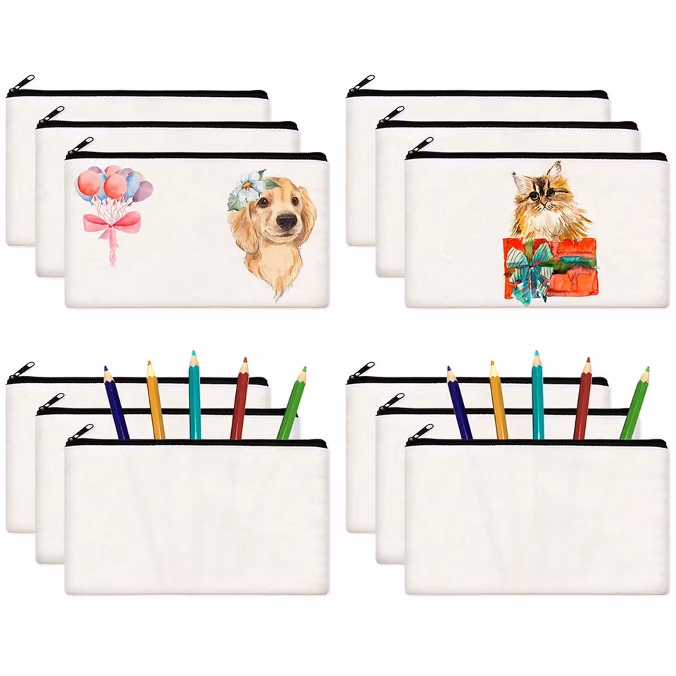 Free Shipping′s Items Blank Canvas Cosmetic Zipper Bag Customized Canvas Pen Pencil