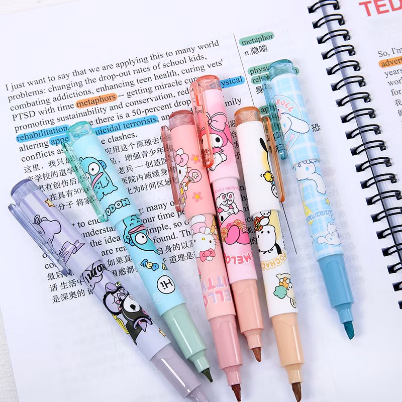 Cartoon Little Girl Highlighter Multi-Color Ledger Colored Pen