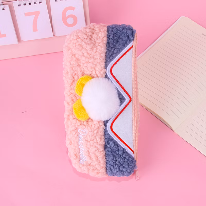 Large Capacity Travel Stationery Pen Storage Bag Student Cute Plush Pencil Pouch