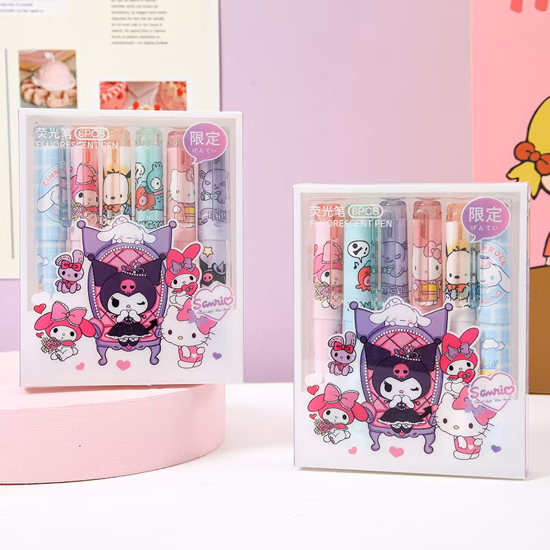Cartoon Little Girl Highlighter Multi-Color Ledger Colored Pen