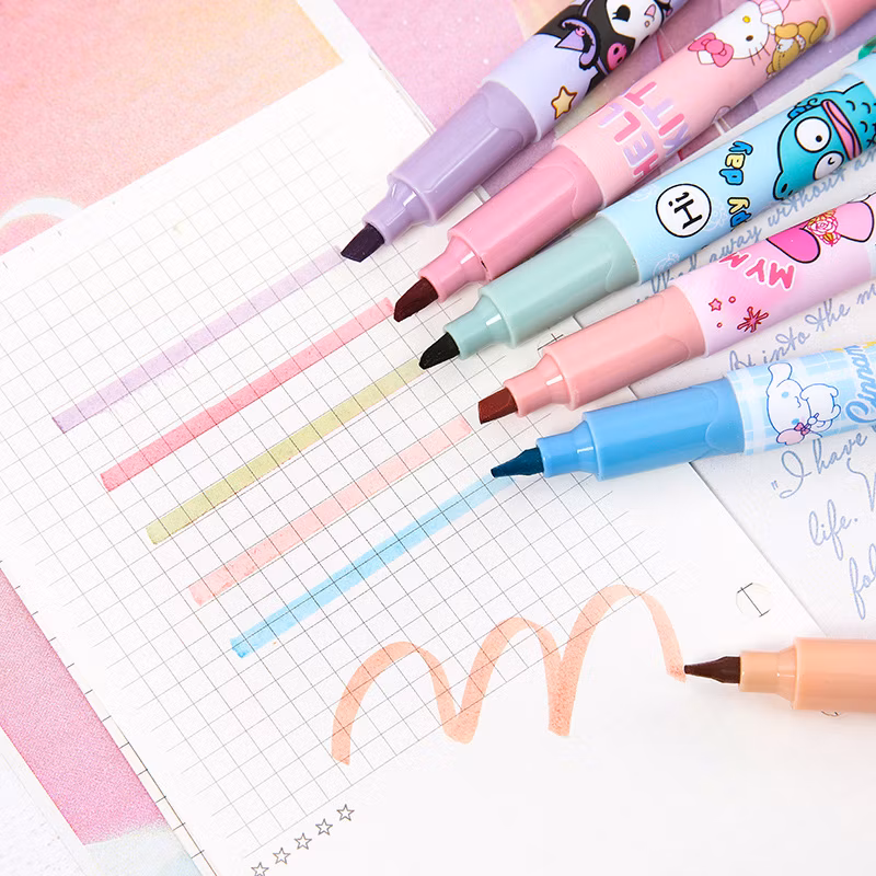 Cartoon Little Girl Highlighter Multi-Color Ledger Colored Pen