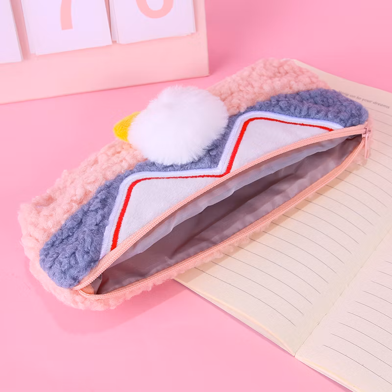 Large Capacity Travel Stationery Pen Storage Bag Student Cute Plush Pencil Pouch