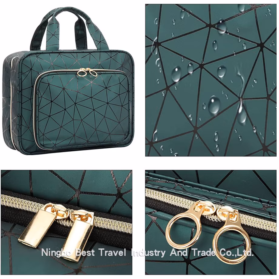 Foldable Suspension Type Cosmetic Bag PU Storage Bag Travel Toiletry Bag