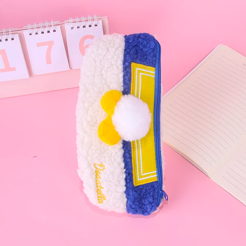 Large Capacity Travel Stationery Pen Storage Bag Student Cute Plush Pencil Pouch