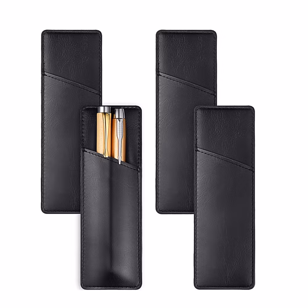 Cost-Effective Promotional High Quality Pens Sleeve Gift Black Leather Pouch for Pen