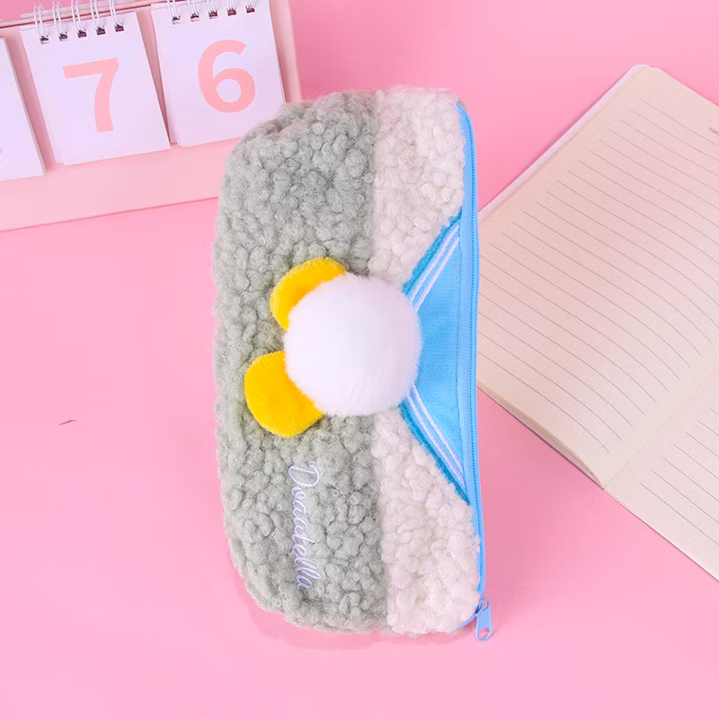 Large Capacity Travel Stationery Pen Storage Bag Student Cute Plush Pencil Pouch