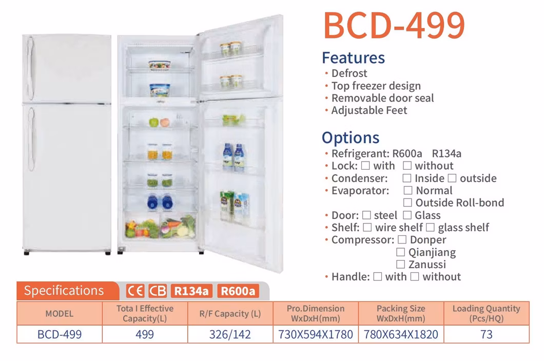 298L Wholesale Household Defrost Double Door Refrigerator Fridge with Big Capacity for Hotel Restaurant Kitchen