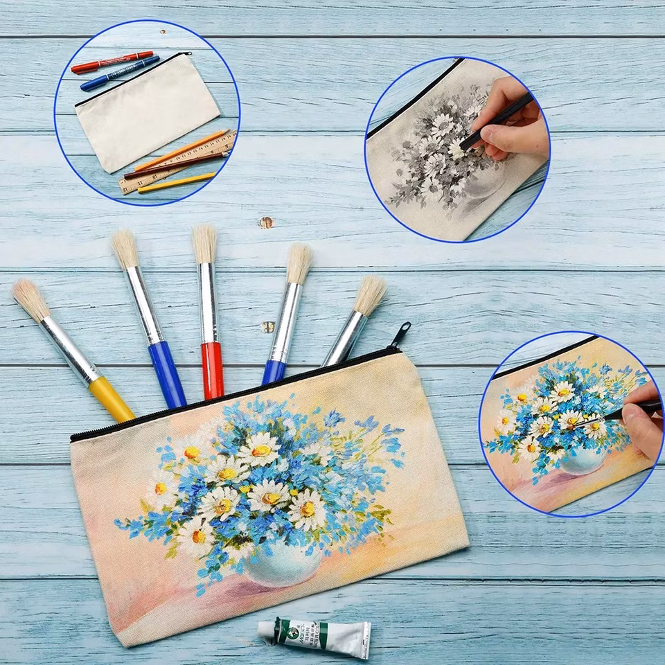Free Shipping′s Items Blank Canvas Cosmetic Zipper Bag Customized Canvas Pen Pencil