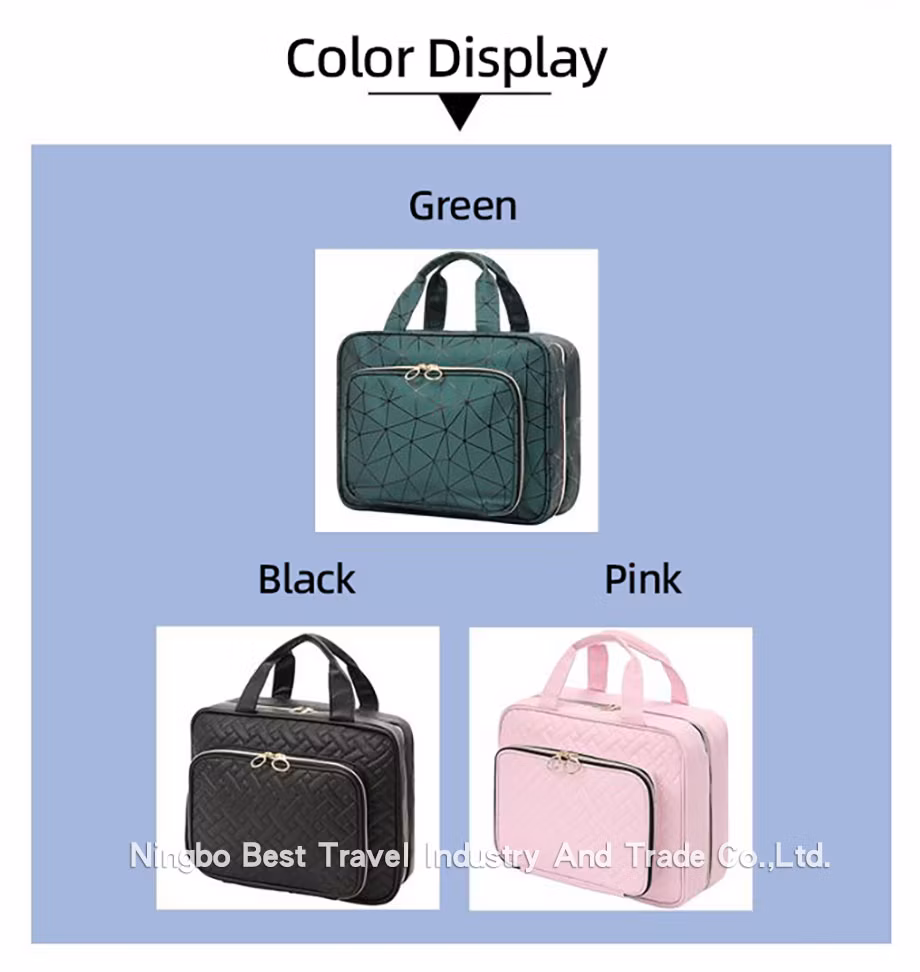 Foldable Suspension Type Cosmetic Bag PU Storage Bag Travel Toiletry Bag