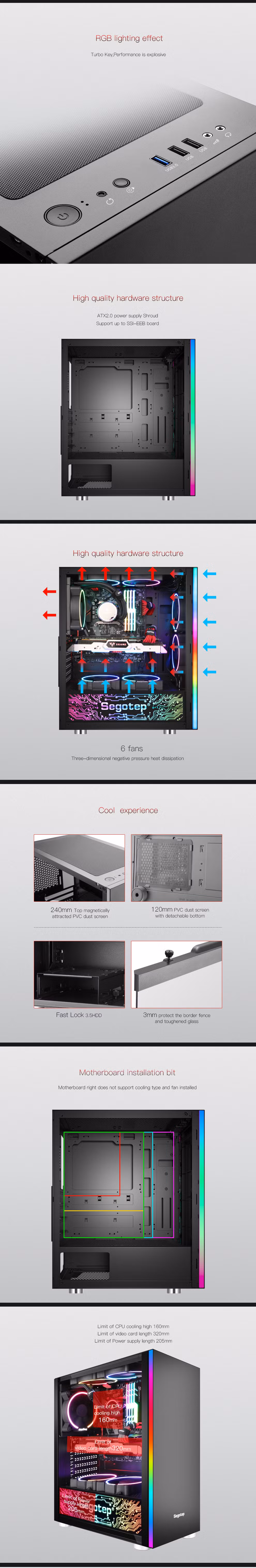 E-ATX DIY OEM Elegant Design Mex Segotep Esports Gaming Case