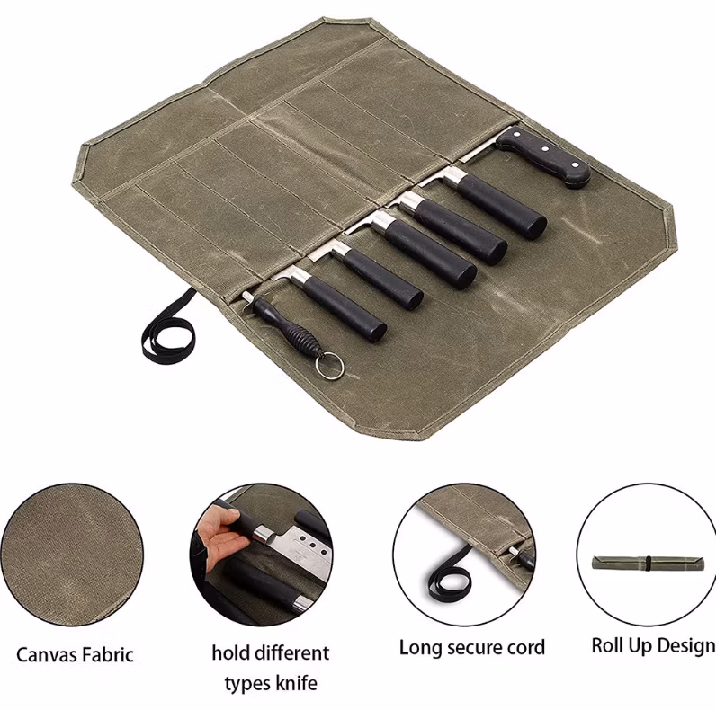 Outdoor Handmade Adjustable Detachable Shoulder Strap Easy Carrying Chef Knife Case Roll