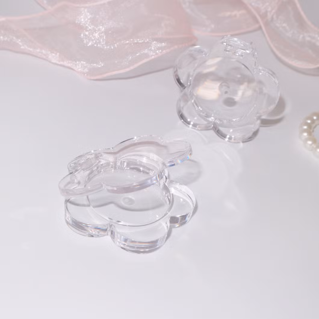 Flower Shape Compact Powder Case Transparent Round Single Color Blusher Case