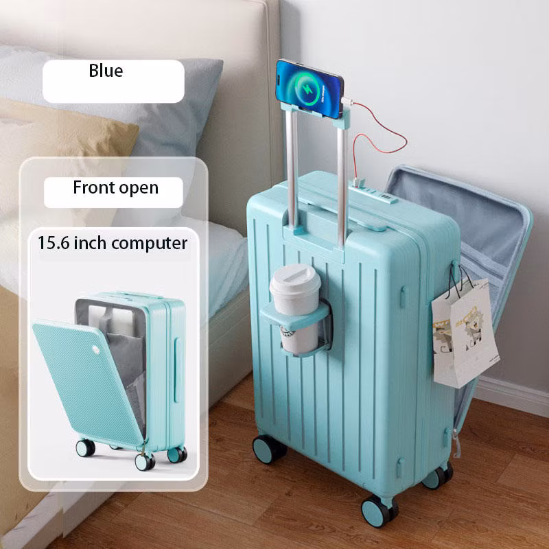 Multi-Functional Front Opening USB Charging Port and Mobile Phone Standing 26′′ Large Capacity Suitcase
