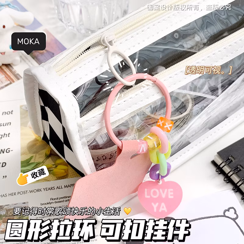 Korean Transparent PVC Pencil Bags Triangle Stationery Box Multi Functional Pencil Bags