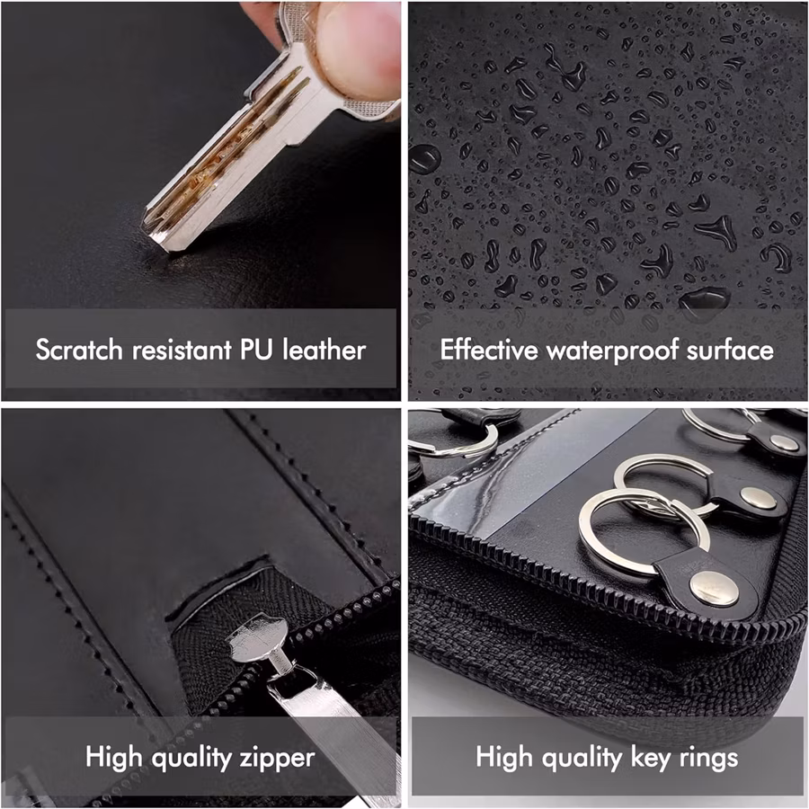 Leather Manager&Landlord Key Organizer Holder Folder Zippered Key Case