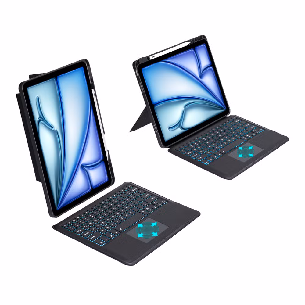 2-in-1 Integrated Keyboard Tablet Case for iPad Air 11 2024 M2 Multiple Standing Angles