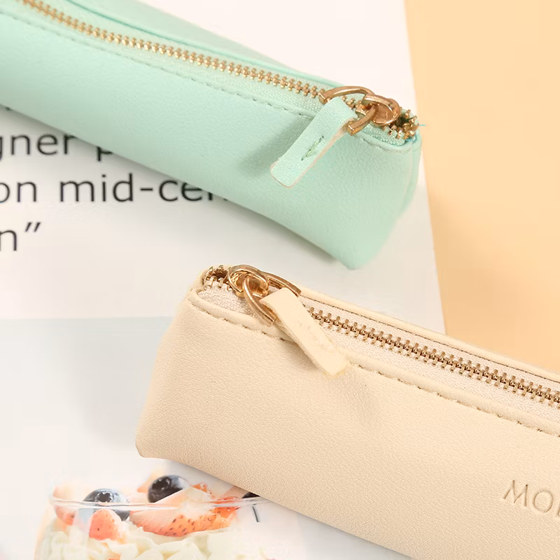 Mini Solid Color PU Fabric Pencil Case Elementary School Stationery Bag Candy-Colored Wholesome Pencil Storage Bag