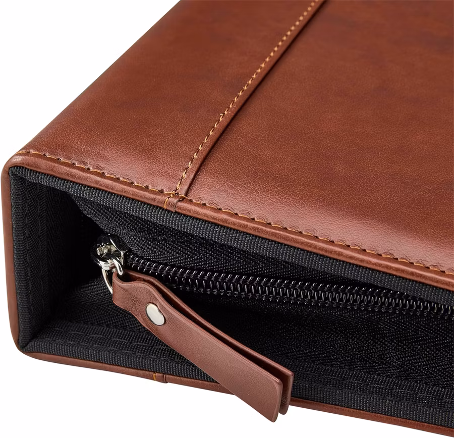 Zipper Executive 7 Ring Checkbook Portfolio Binder Case for Business Checkbook