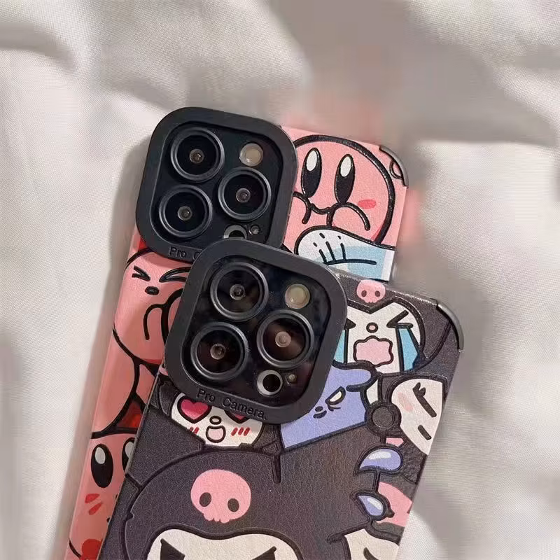Imitation Leather Cartoon Kabi of The Planet Kulomi Phone Case for iPhone 13 14 15 Protective Cover Cheap