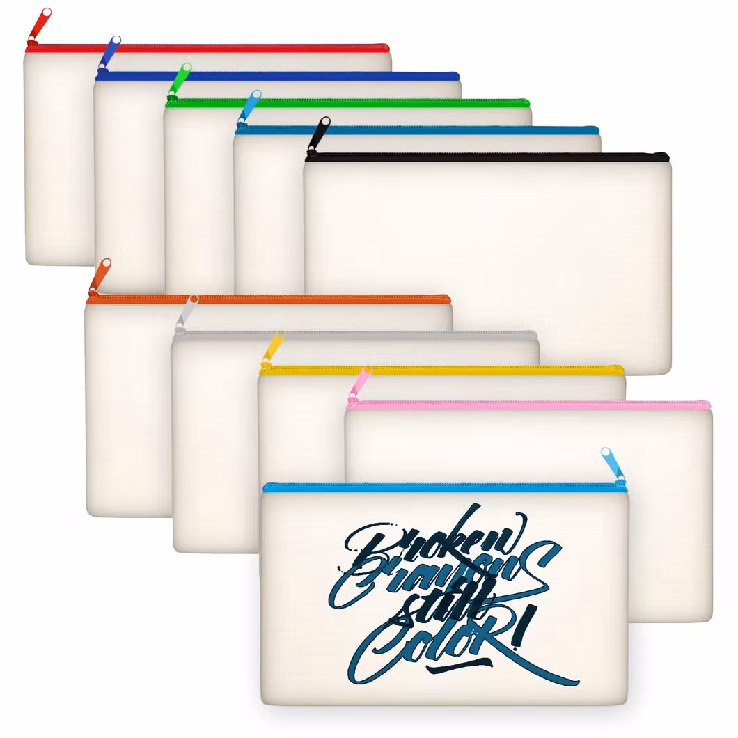 Recycled Blank Craft Canvas Pencil Bags & Cases Makeup Eco Custom Printed Logo Zipper Pouch