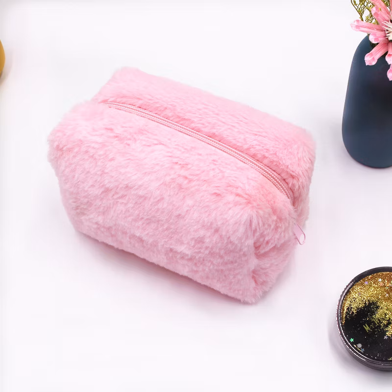 Cute Macaron Candy Colored Plush Pen Case Student Plush Pencil Case