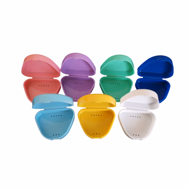 Portable Blue Dental Orthodontic Braces Storage Case with Mirror for Travel