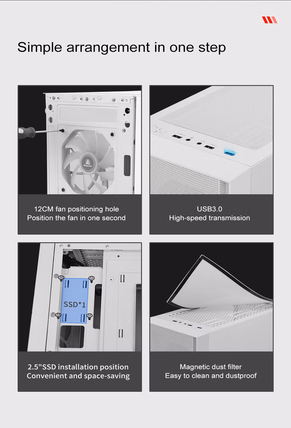 Segotep Axe 5 Office Business Basic Gaming ATX Computer Case Front 3 Fan Bays Mesh Panel Top 240/280mm Water Coolers