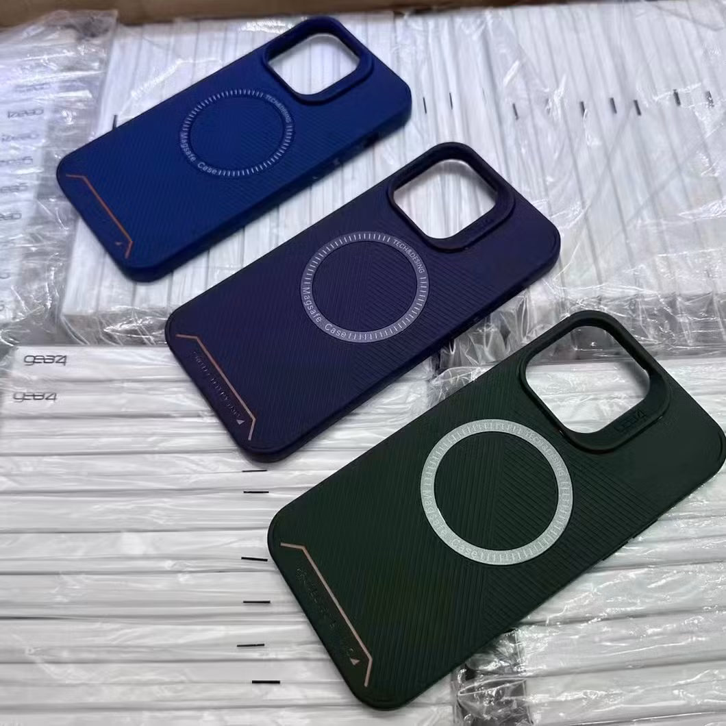 2023 High-End Soft TPU Black Blue Purple Mobile Phone Case for Phone 12 13 14 15 PRO Max Phone Protector Covers with Magsafe Strip Pattern