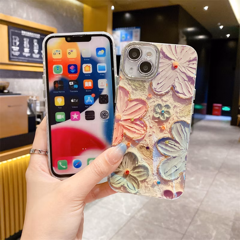 Blue Rhinestone Flower Phone Case for iPhone15 14promax 13PRO 12 11