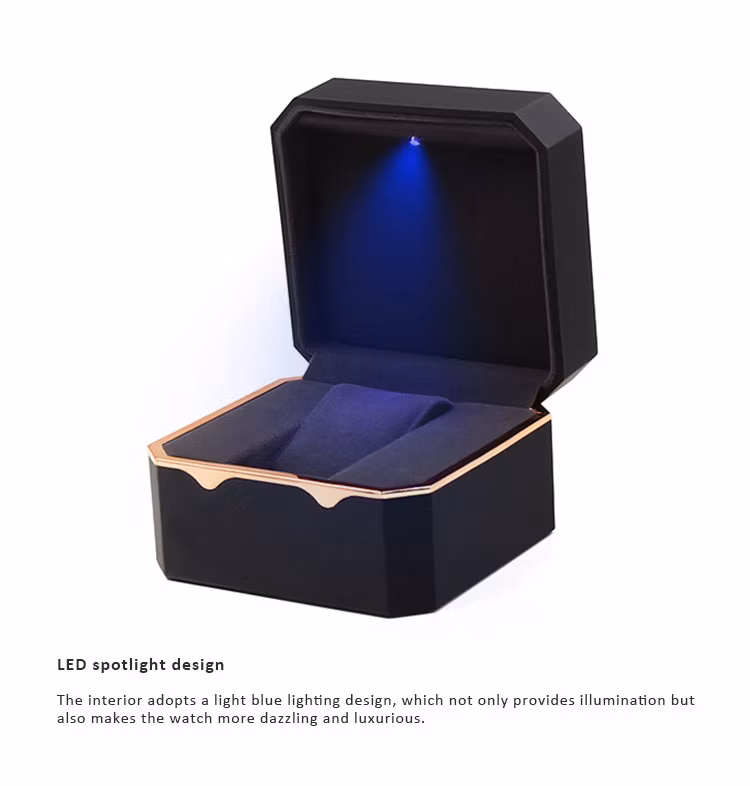 Custom Logo LED Light Watch Roll up Luxury Genuine Leather 1 Slot Watch Case Gift Packaging Case Watch Storage Case