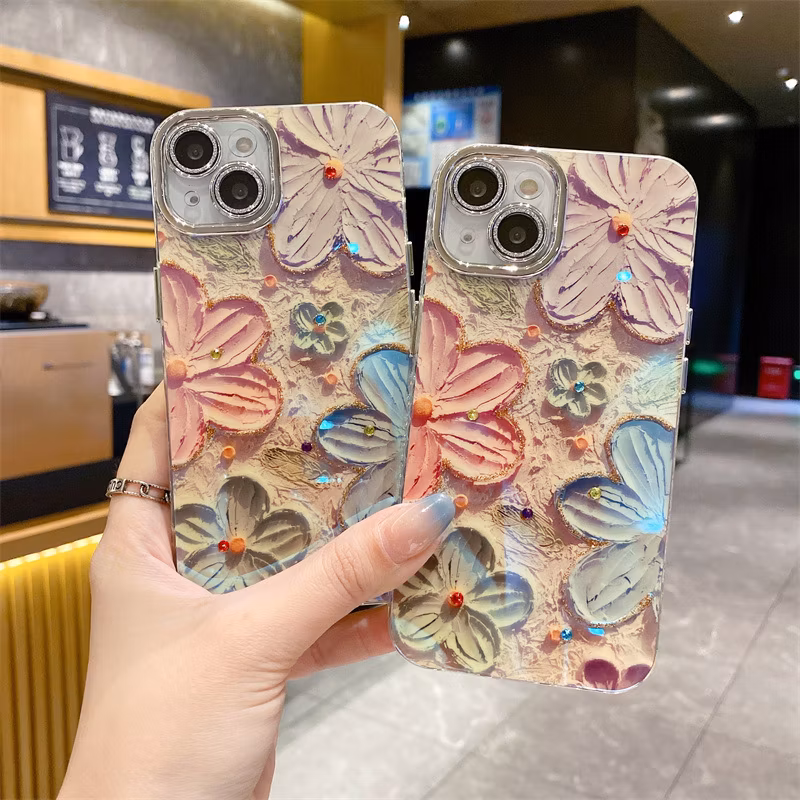 Blue Rhinestone Flower Phone Case for iPhone15 14promax 13PRO 12 11