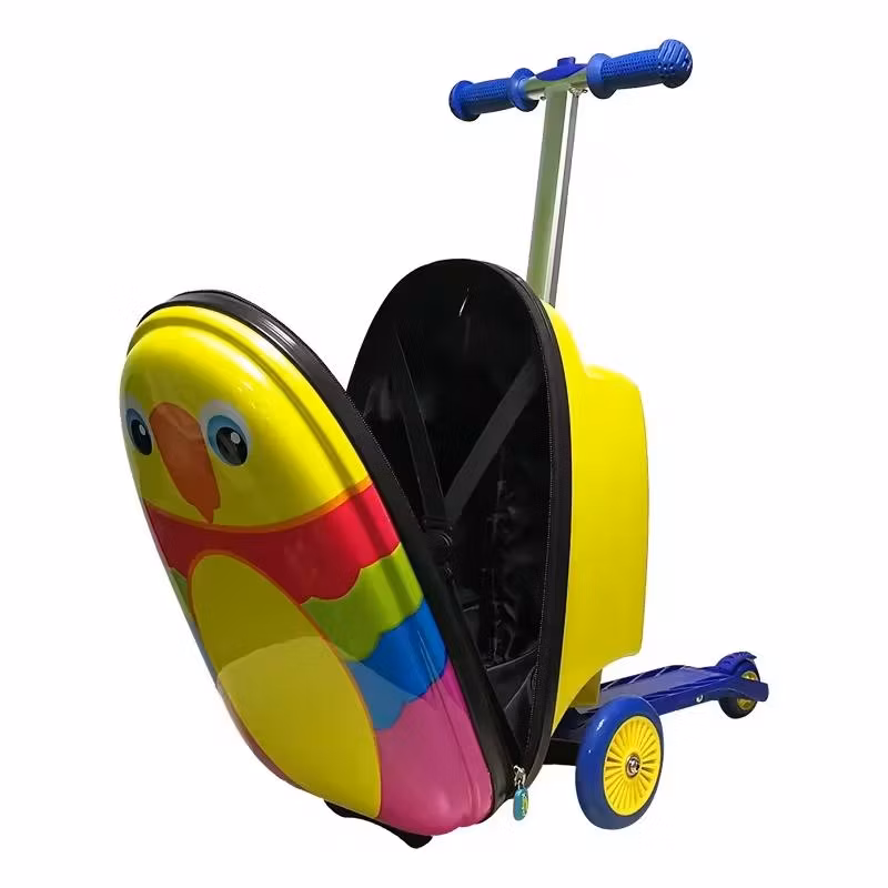 Kids Suitcase High Quality Folding Three Children Kick Luggage Standing Scooters